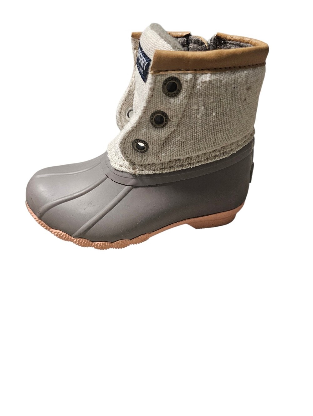Sperry Kids Gray Rubber & Tan Trim Winter Rain Boots